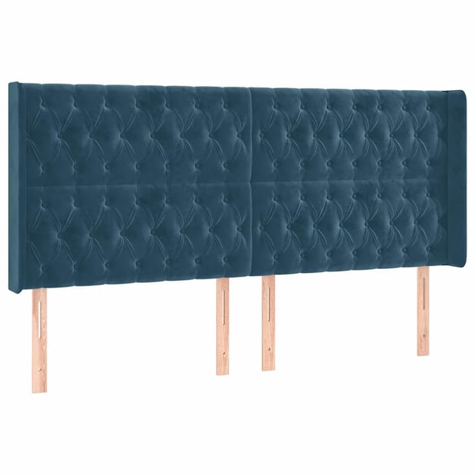 vidaXL - Hoofdbord - LED - 183x16x118/128 - cm - fluweel - donkerblauw