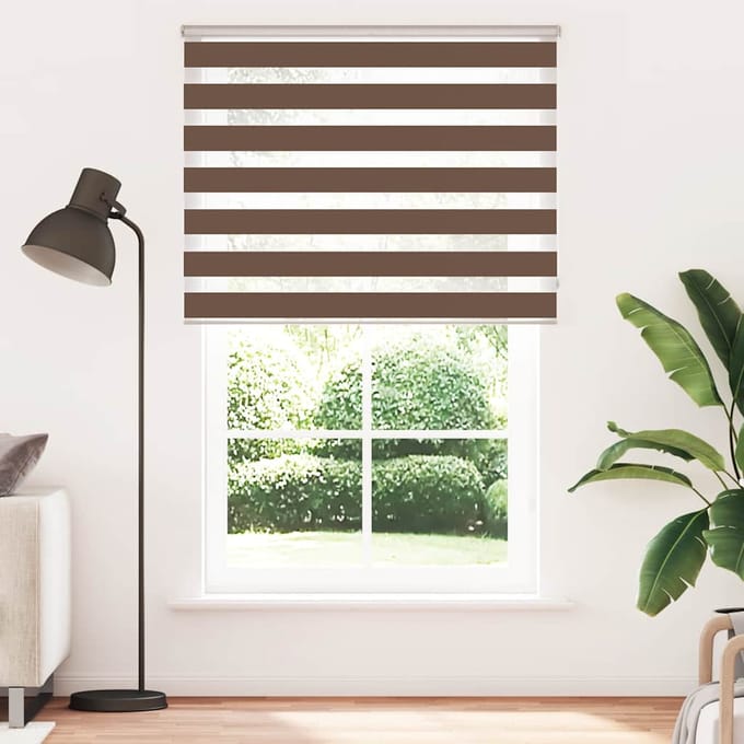 vidaXL - Zebra - rolgordijn - 150x200 - cm - stofbreedte - 145,9cm - polyester - bruin