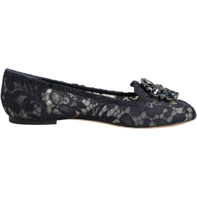 Dolce & Gabbana Blauwe Taormina Kant Kristallen Ballerina's