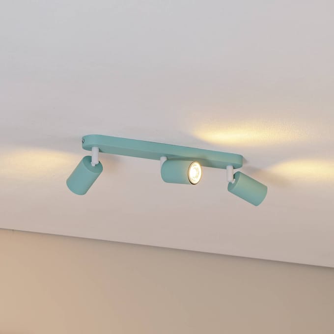 TK Lighting Plafondspot Livia, mintgroen, 52 cm, 3-lamps, metaal, GU10