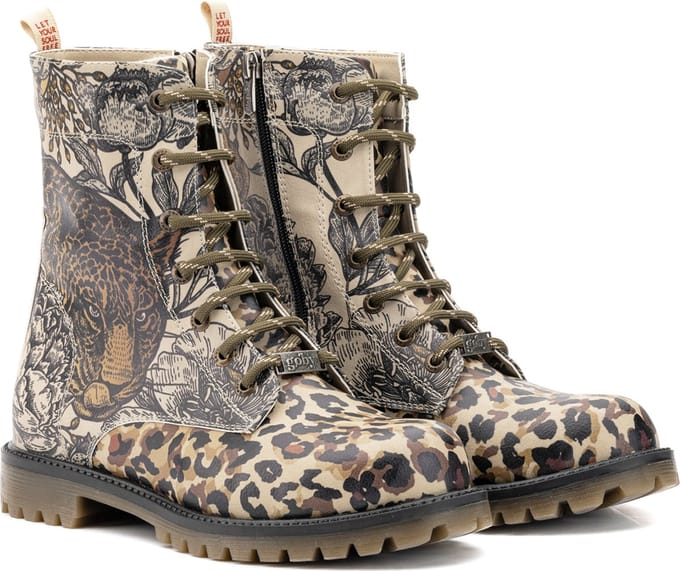 Goby Wild Leopard Dames Laarzen – Handmade – Vegan Leer – Maat 35