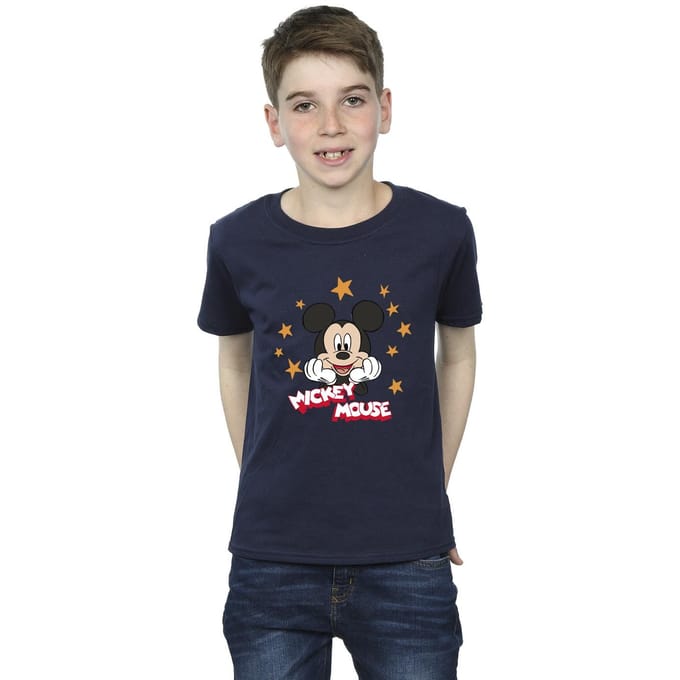 Disney Jongens Mickey Mouse Sterren T-Shirt (Marineblauw)