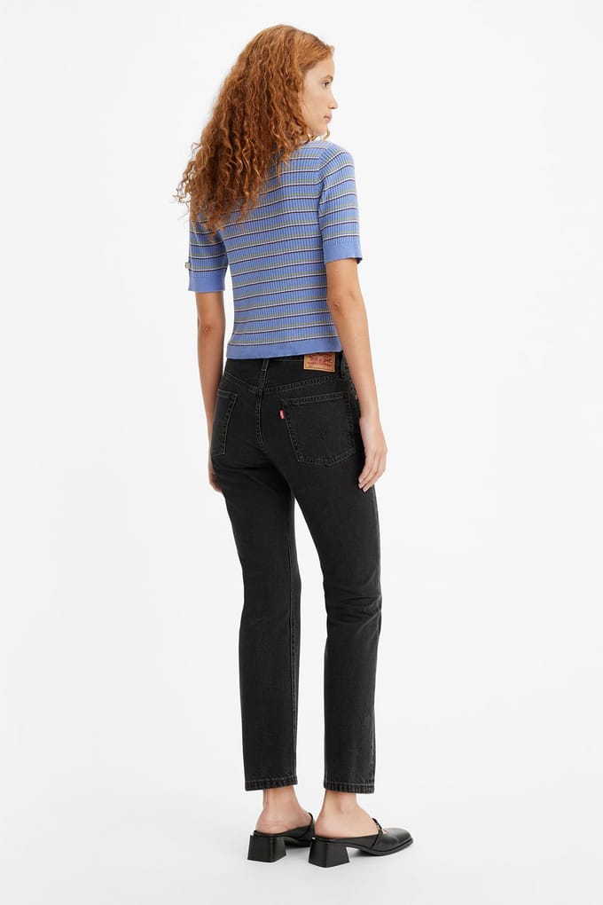 Levi's 501 Crop Lunar Black Clean Hem Größe: W27L30 | Slim Jeans Outlet | Damen | Schwarz