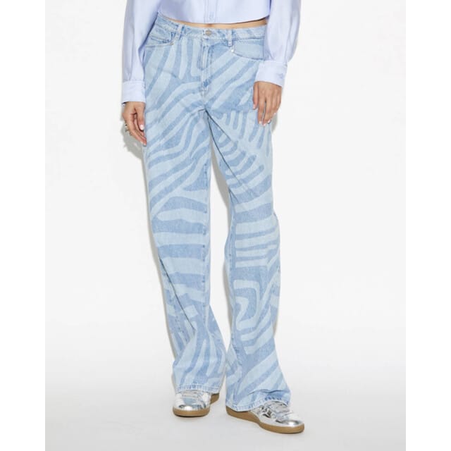 DANTE6 Wide Leg Printed Jeans Jeans Dames - Broek - Lichtblauw - Maat 28