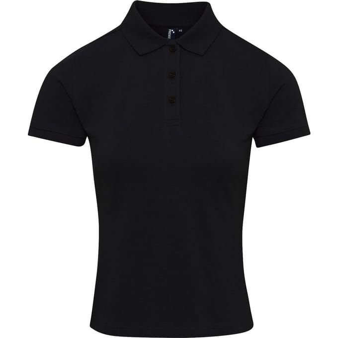 Premier Dames/dames Coolchecker Plus Piqu Polo met CoolPlus (Zwart)