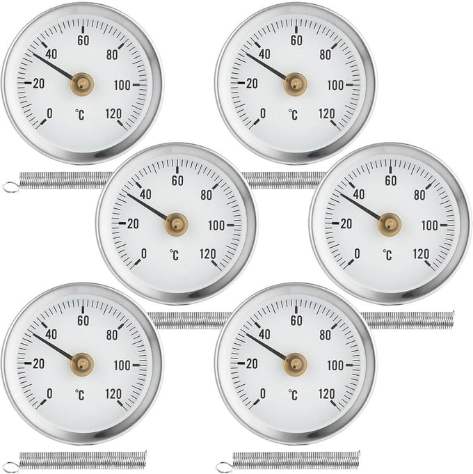 Set van 6 Klemthermometers voor Leidingen en Buismeting 0-120 °C