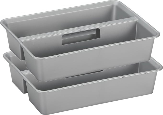 Sunware organiser - 2 stuks - kunststof - 40 x 30 cm - grijs - 2 vakken