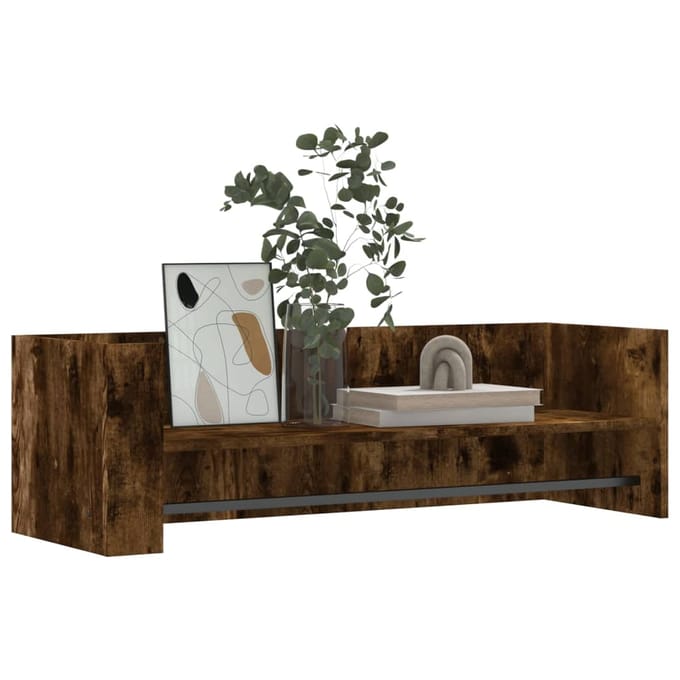 vidaXL - Wandschap - 100x35x30,5 - cm - bewerkt - hout - gerookt - eikenkleurig