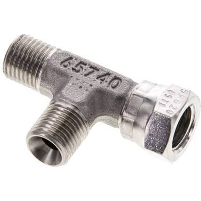 T-koppeling G1/4" Buitendraad x Binnendraad RVS Hydrauliek 350bar (4917.5psi)