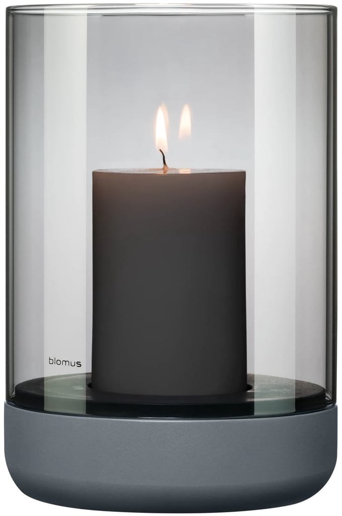Blomus CALMA Windlicht - H 22,5 cm, Ø 15 cm (L) -Steel Gray
