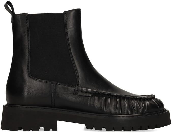 Manfield - Dames - Zwarte leren chelsea boots - Maat 38