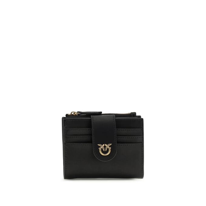 PINKO Leren portemonnee Multi Purpose Wallet Nero - Antique Gold zwart