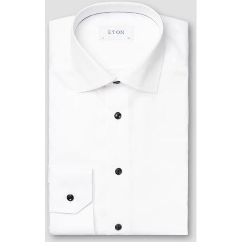 Eton Overhemd Contrast Buttons Uni Signature Twill Wit / male