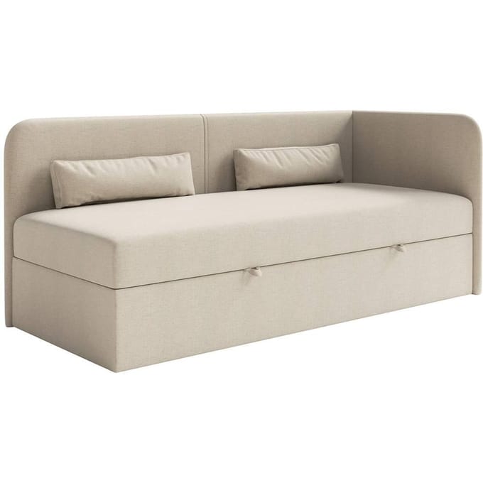 Jeugdbed Cambrils chenille rechts 90 x 200 cm met opbergruimte | NADUVI Collection
