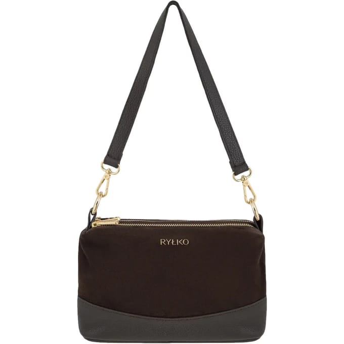 Leren en nubuck schoudertas voor dames Ryłko