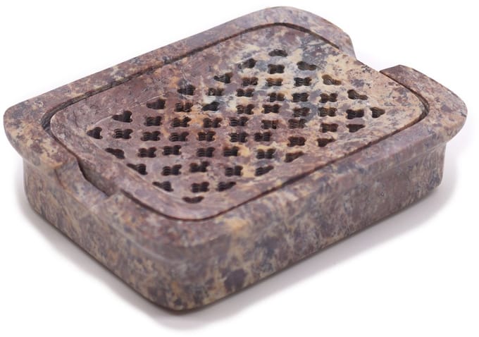 Zeepsteen zeepbakje en afdruiprek 11x8cm - Klassiek Vierkant