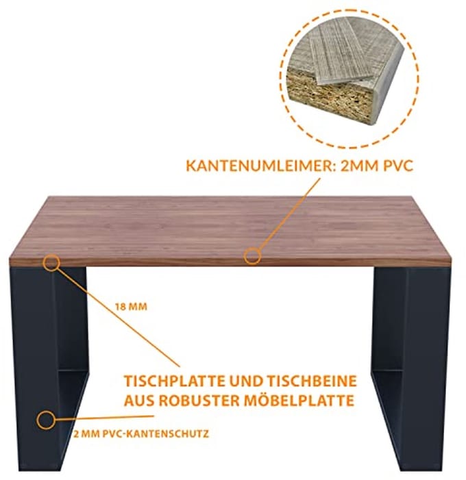 Industrieel Moderne Salontafel Rechthoekig Met Laminaatblad