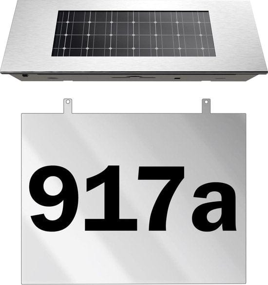 Monzana Solar Huisnummer LED Lamp – RVS- Transparant