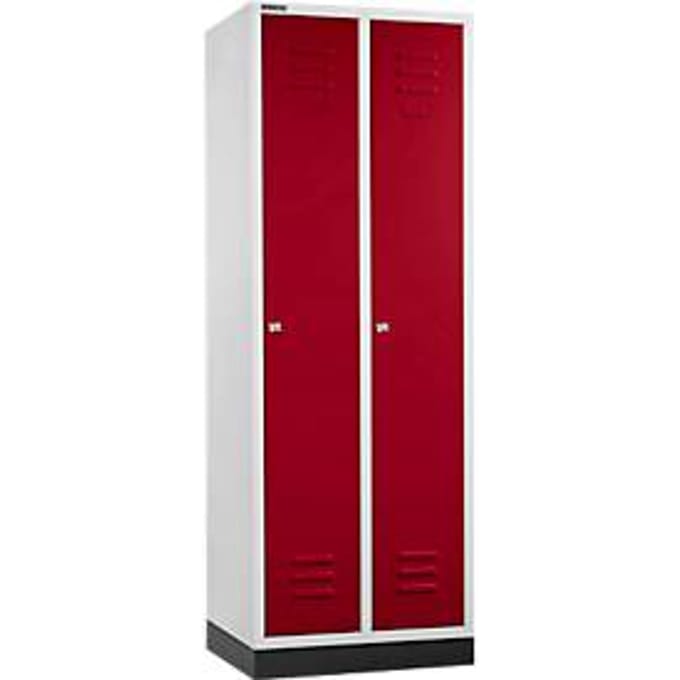 Schäfer Shop Select Kledinglocker, met 2 compartimenten, met fitting, cilinderslot, lichtgrijs/rood
