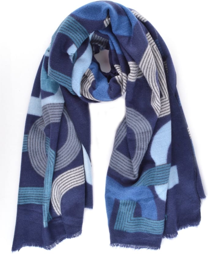 Giuliano spiraalpatroon sjaal - Blauw - Sjaal