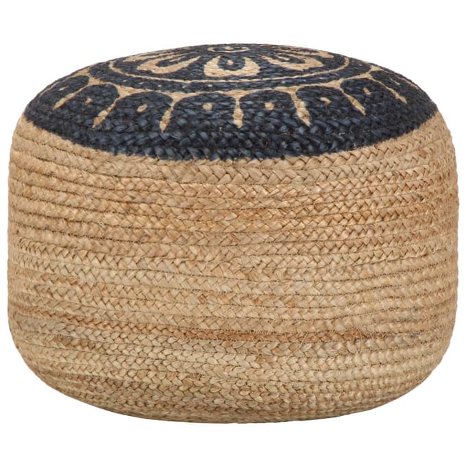 vidaXL - Poef - handgemaakt - 45x30 - cm - jute - blauw