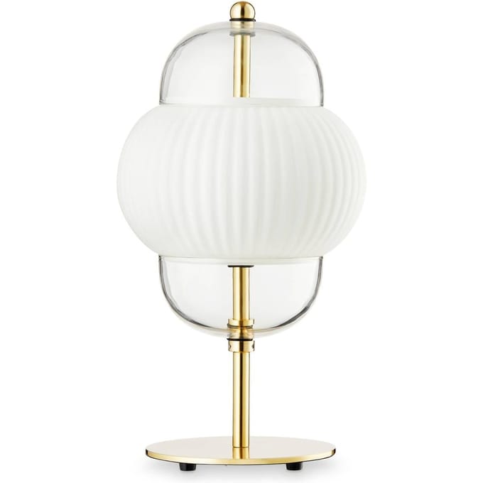 DESIGN BY US Shahin tafellamp, 3-lamps, dimbaar, glas, hoogte 43 cm