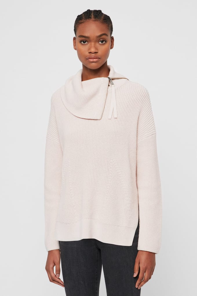 AllSaints Kadine Roll Neck Hush Pink Taglia: M | Maglioni a maglia Outlet | Donna | Rosa