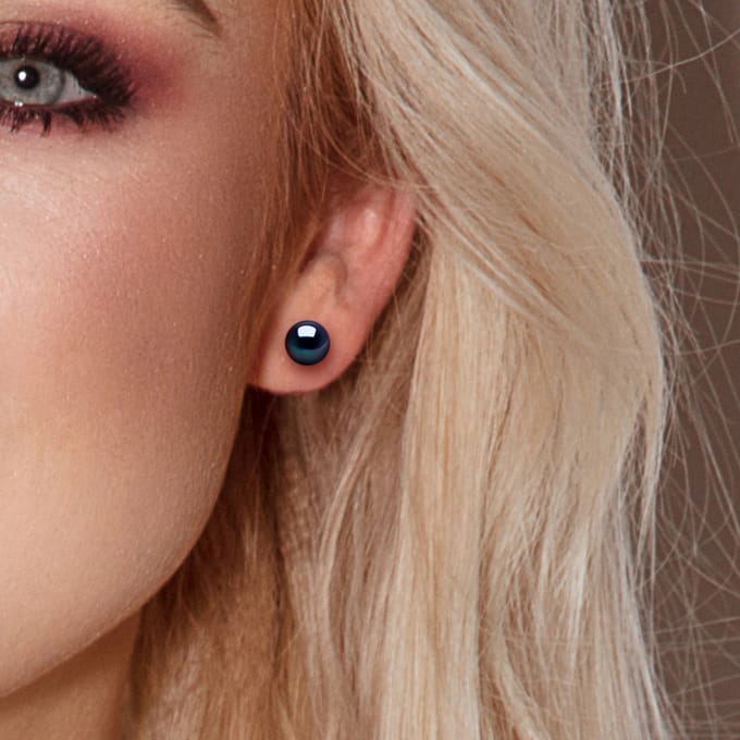 Stud Earrings Gekweekte parels Zoetwater 89mm White Gold Black
