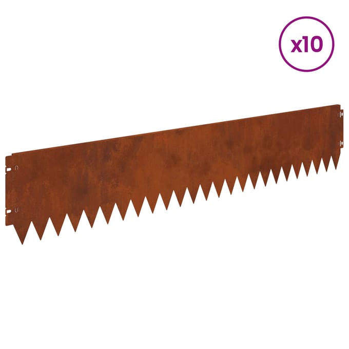vidaXL - Gazonrand - met - omgebogen - bovenkant - 10 - st - 103x20cm - Staal