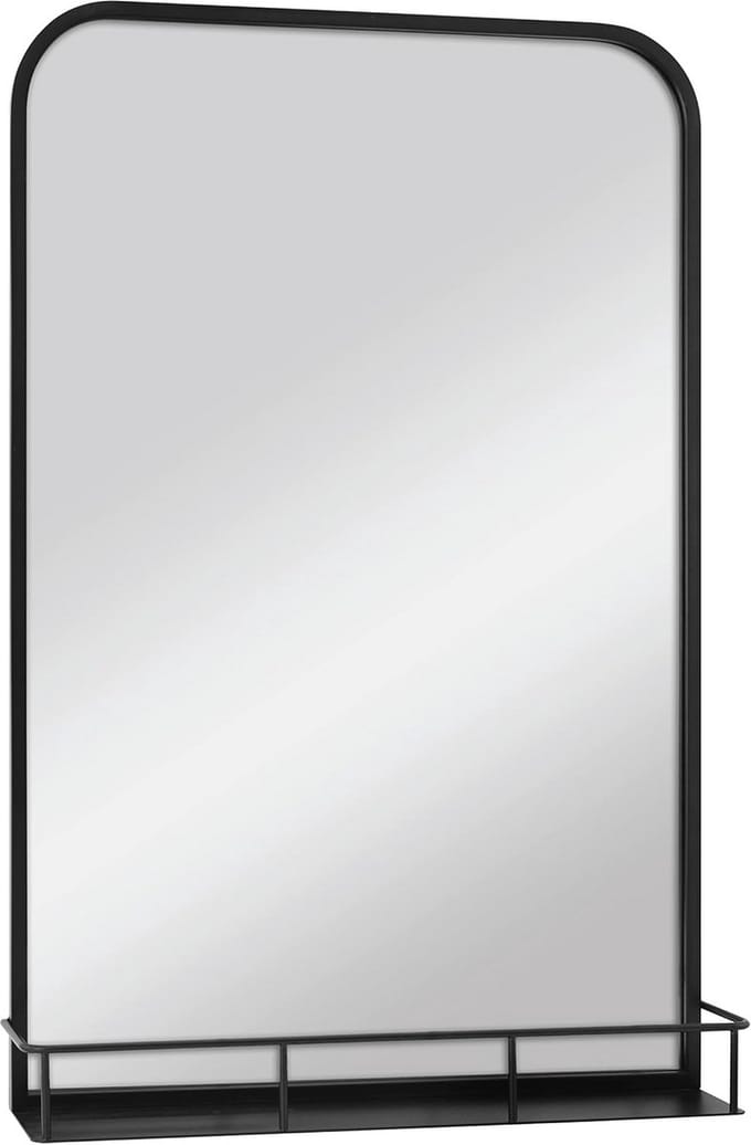 Grote Multifunctionele Wandspiegel met Opbergplank, 50x76 cm, Zwart