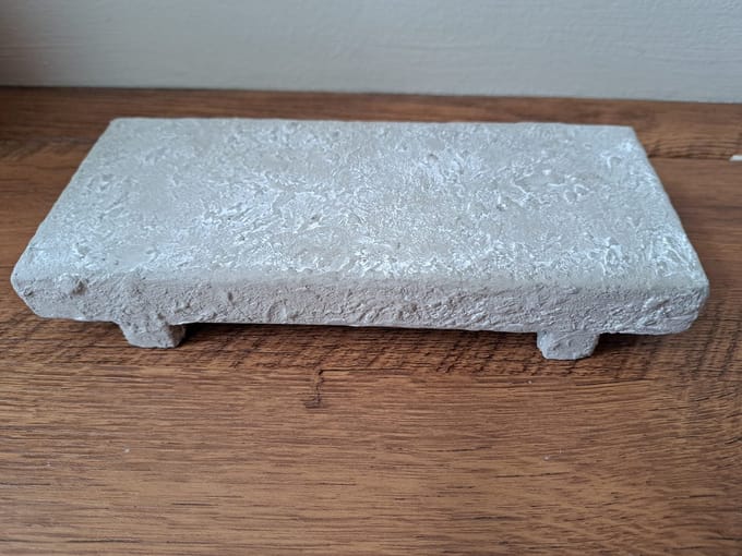 Plateau - Decoratie - Amberblokjes - Cement Lichtgrijs - L20 B8,5 h3,5cm