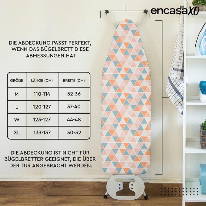 Strijkplankhoes Elastisch 135 x 45 cm met Dikke Viltvulling en Multistripe Print