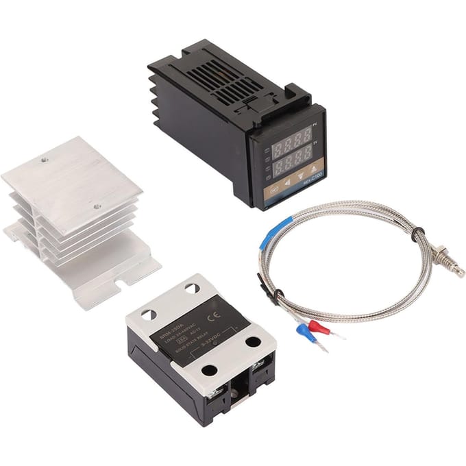 PID Temperatuurregelaar Set K Type Thermokoppel Koellichaam Relais Thermostaat Houder voor Boerderij white