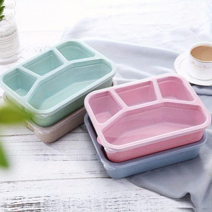 Bento Lunchbox 4 Compartimenten Maaltijdvoorbereidingscontainers Lunchbox voor Kinderen Vrije Herbruikbare Voedselopbergcontainers Scholen blauw