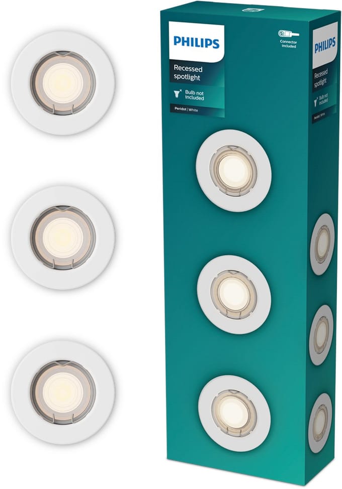 Philips Peridot inbouwspot - GU10 fitting - Wit - Rond - Vaste kop - 3-pack