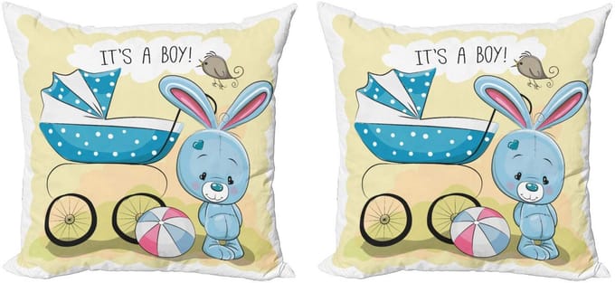 ABAKUHAUS Kussenhoes Set 2x45x45 cm – Dubbeldruk Avocado-Blauw