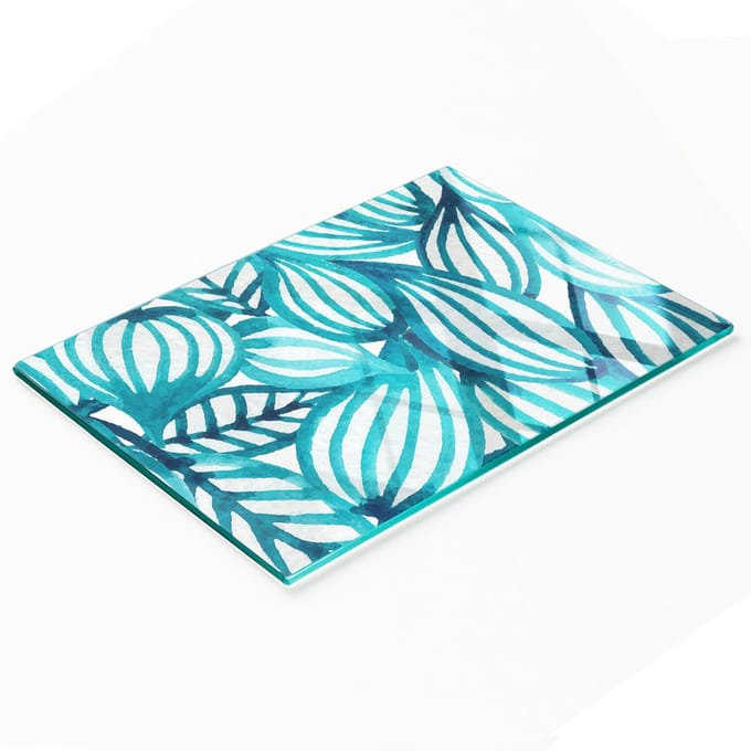 Gehard multifunctioneel decoratief bord van glas met bloemenpatroon, 80x52 cm
