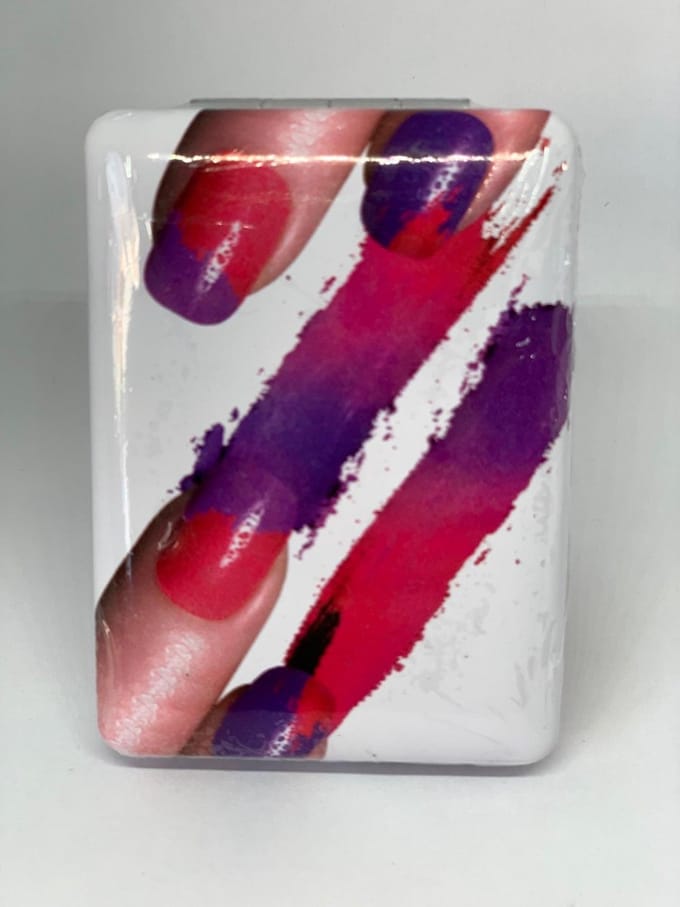 Compact Make-up Spiegel – Vierkante Inklapbare Spiegel - 3X vergoot spiegel - Opmaak Spiegeltje – Random Nagels