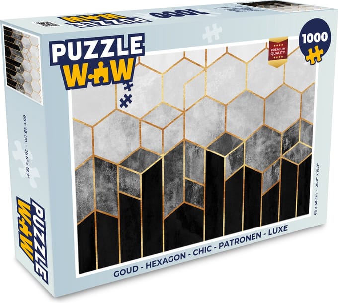 Puzzel Goud - Hexagon - Chic - Patronen - Luxe - Legpuzzel - Puzzel 1000 stukjes volwassenen