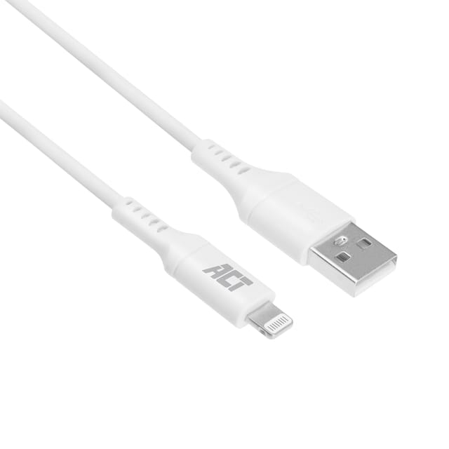 ACT USB 2.0 laad- en datakabel A male - Lightning male 1 meter, MFI gecertificeerd AC3011