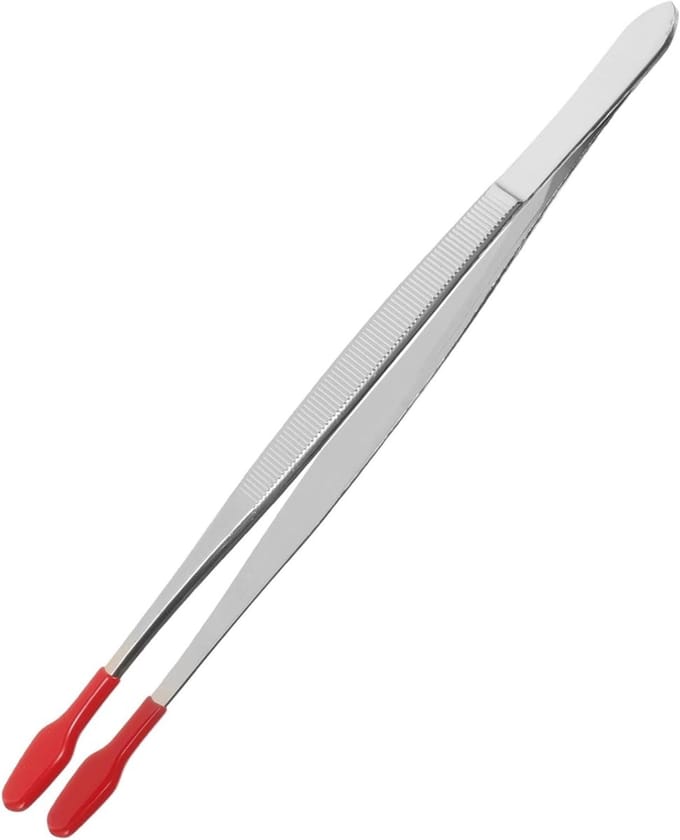 Rubberen Pincet - Recht Plat - Hobby Knutselen - Ergonomisch Ontwerp - 15 cm - Zilver