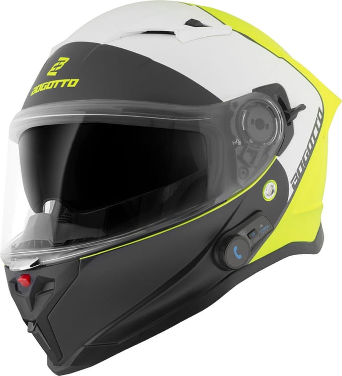 Bogotto H153 BT SPN Zwart Geel Bluetooth Helm - Helm