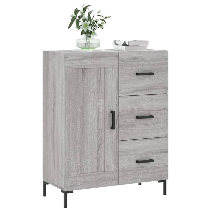 vidaXL - Dressoir - 69,5x34x90 - cm - bewerkt - hout - grijs - sonoma - eikenkleurig