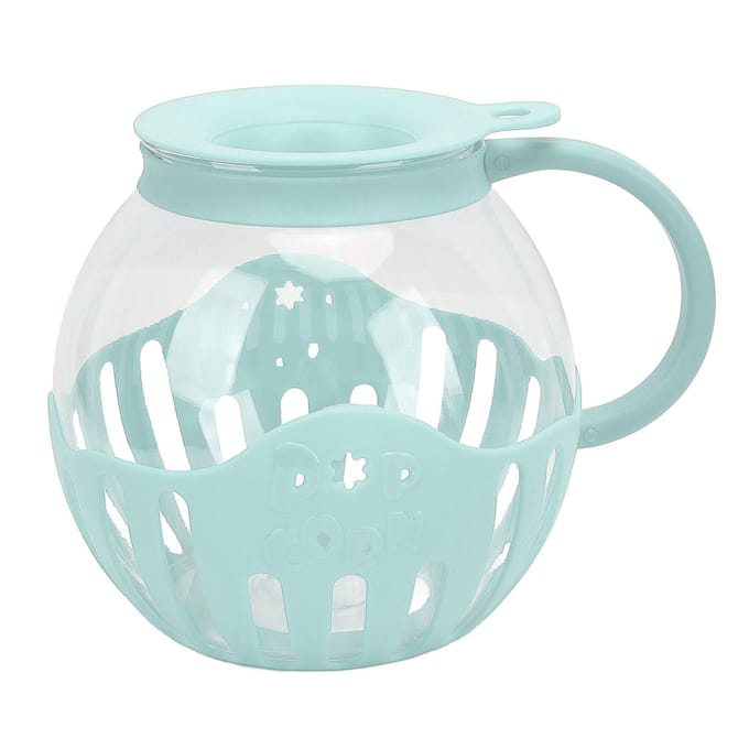 2.13L Glazen Magnetron Popcorn Popper Brede Mond Magnetron Popcorn Pot met Handvat voor Bioscoop Spel blauw