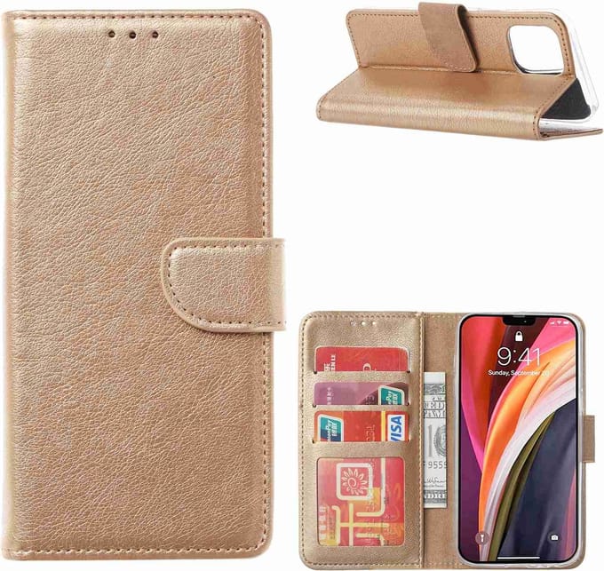 Cityhoesje - iPhone 13 mini - Bookcase incl. Pasjeshouder - Roségoud