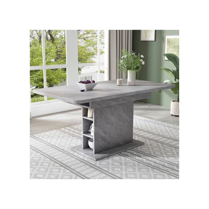 Uitschuifbare eettafel - MUVOE - Betonlook - Multifunctioneel - Elegant design - Snelle montage