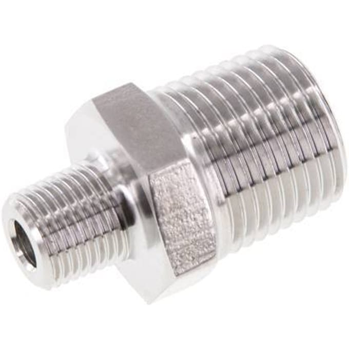 1/8'' NPT x 3/8'' NPT RVS Borstnippel 210 Bar - Hydrauliek