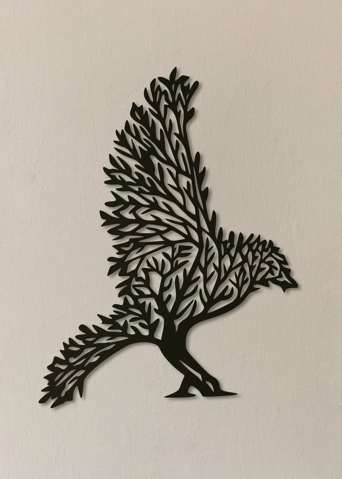 Wanddecoratie dieren | Vogel van takken - M (30x40cm)