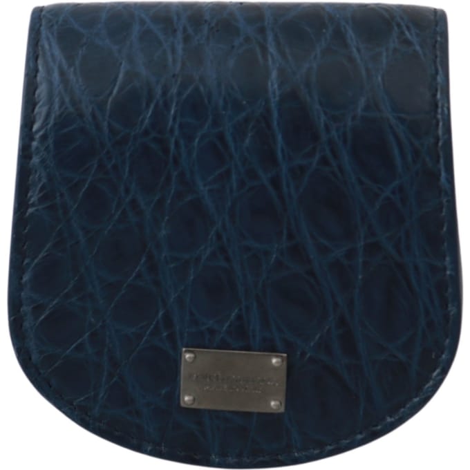 Dolce & Gabbana Blue Holder Pocket Wallet Blue Exotic Skin Condoom Men's Case