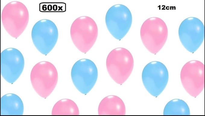 600x Mini ballon metallic licht roze/blauw 5 inch (12cm)